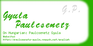 gyula paulcsenetz business card